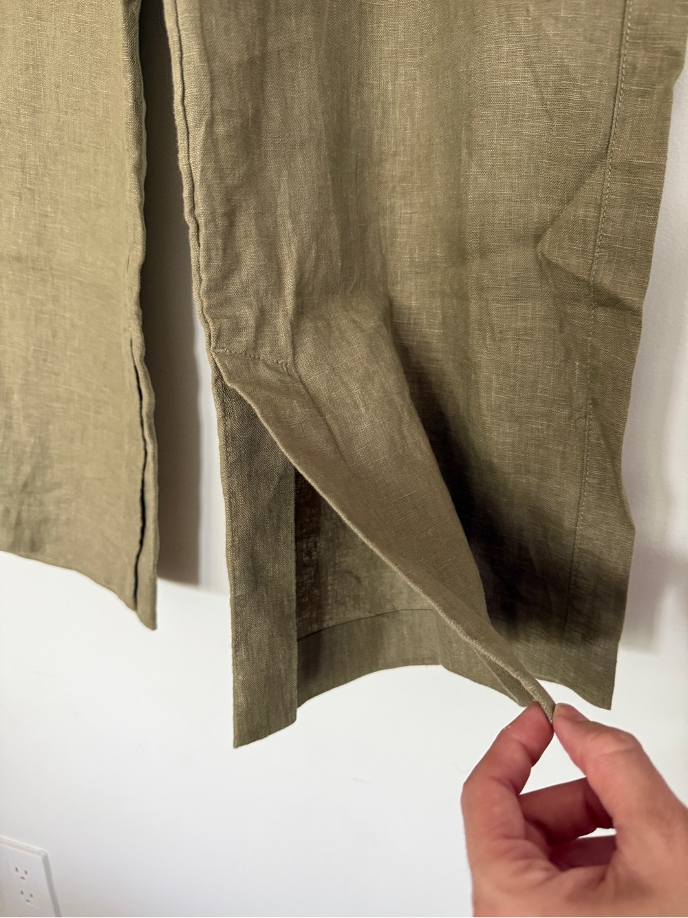 Athleta Retreat Linen Wide-Leg Pants in olive size L - Picture 7 of 15